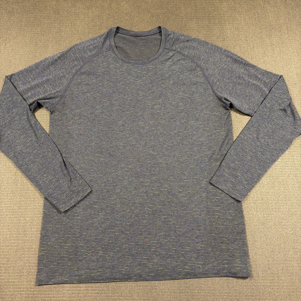 Lululemon Men's Size Large Metal Vent Tech Long Sleeve Shirt Navy Blue Green